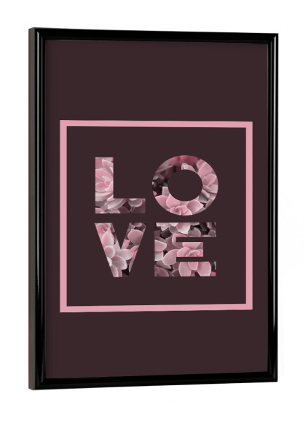 Poster mit schwarzem Rahmen "Succulent LOVE" artboxONE - Typografie,Natur,Floral,Liebe