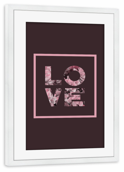 Poster mit Rahmen weiß "Succulent LOVE" artboxONE - Typografie,Natur,Floral,Liebe