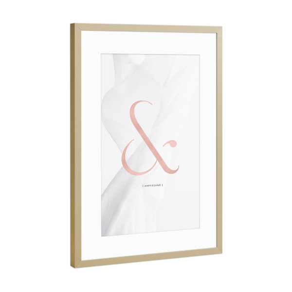 Poster mit Rahmen Gold "AMPERSAND ROSE GOLD" artboxONE - Typografie,Abstrakt,Fashion
