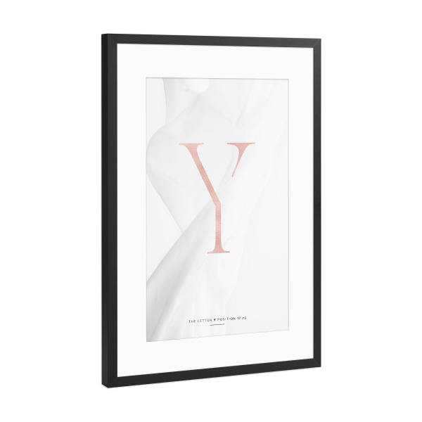 Poster mit Rahmen Schwarz (Metallic) "ROSE GOLD LETTER COLLECTION | Y" artboxONE - Buchstaben,Buchstaben / Y