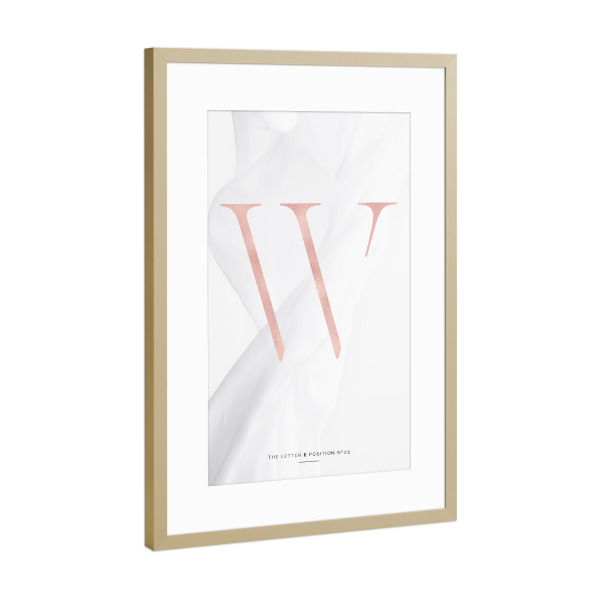 Poster mit Rahmen Gold "ROSE GOLD LETTER COLLECTION | W" artboxONE - Fashion,Buchstaben,Buchstaben / W