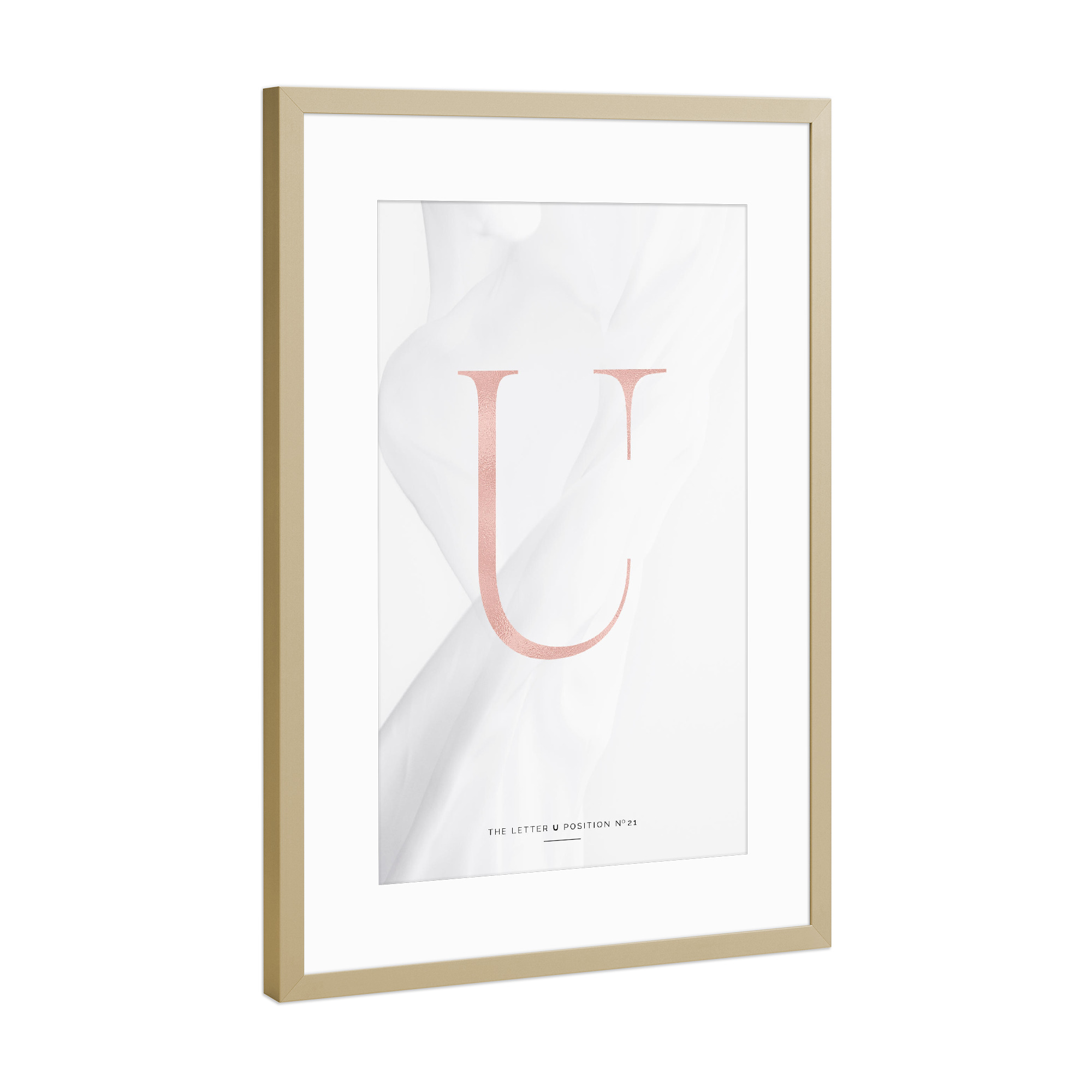Poster mit Rahmen Gold "ROSE GOLD LETTER COLLECTION | U" artboxONE - Buchstaben,Buchstaben / U