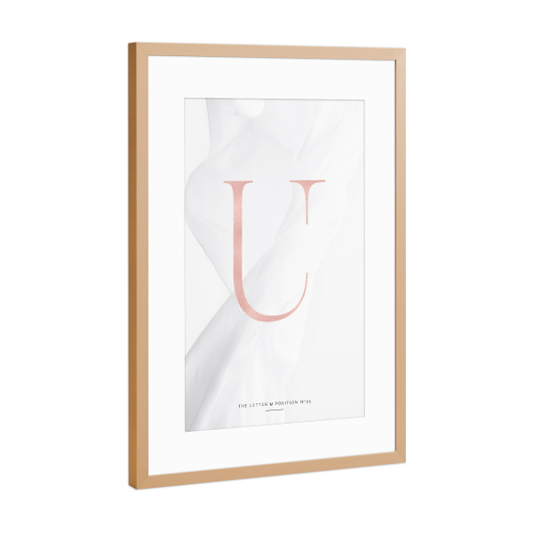 Poster mit Rahmen Kupfer "ROSE GOLD LETTER COLLECTION | U" artboxONE - Buchstaben,Buchstaben / U