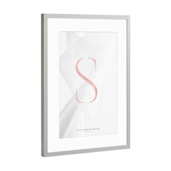 Poster mit Rahmen Silber "ROSE GOLD LETTER COLLECTION | S" artboxONE - Buchstaben,Buchstaben / S