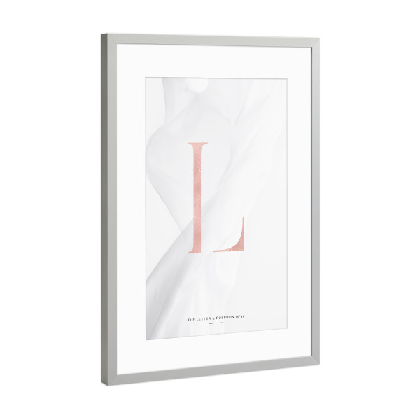 Poster mit Rahmen Silber "ROSE GOLD LETTER COLLECTION | L" artboxONE - Buchstaben,Buchstaben / L