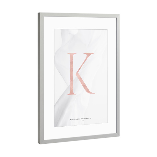 Poster mit Rahmen Silber "ROSE GOLD LETTER COLLECTION | K" artboxONE - Buchstaben,Buchstaben / K