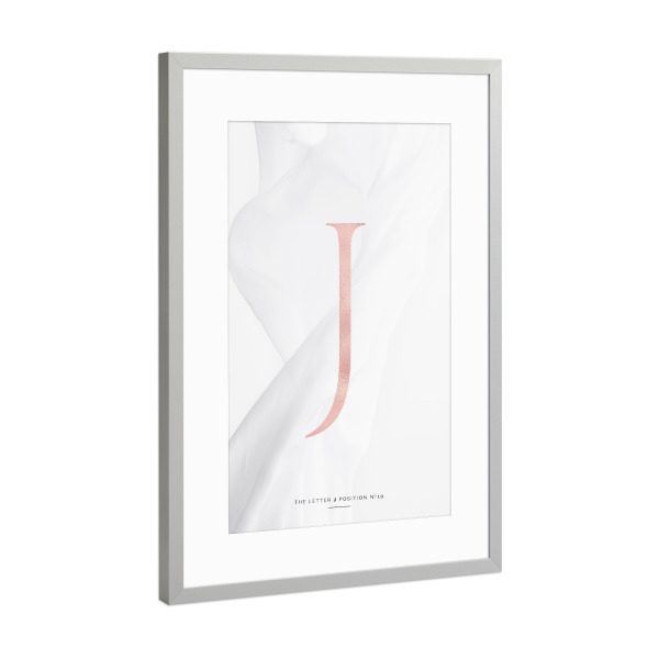Poster mit Rahmen Silber "ROSE GOLD LETTER COLLECTION | J" artboxONE - Buchstaben,Buchstaben / J