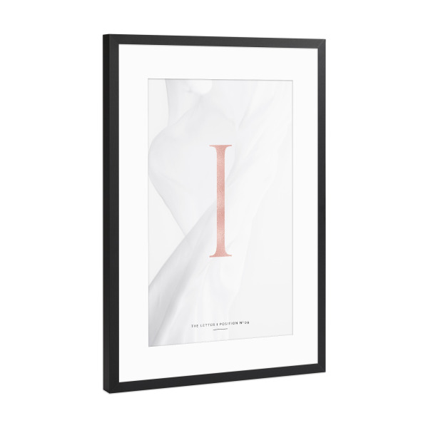 Poster mit Rahmen Schwarz (Metallic) "ROSE GOLD LETTER COLLECTION | I" artboxONE - Buchstaben,Buchstaben / I