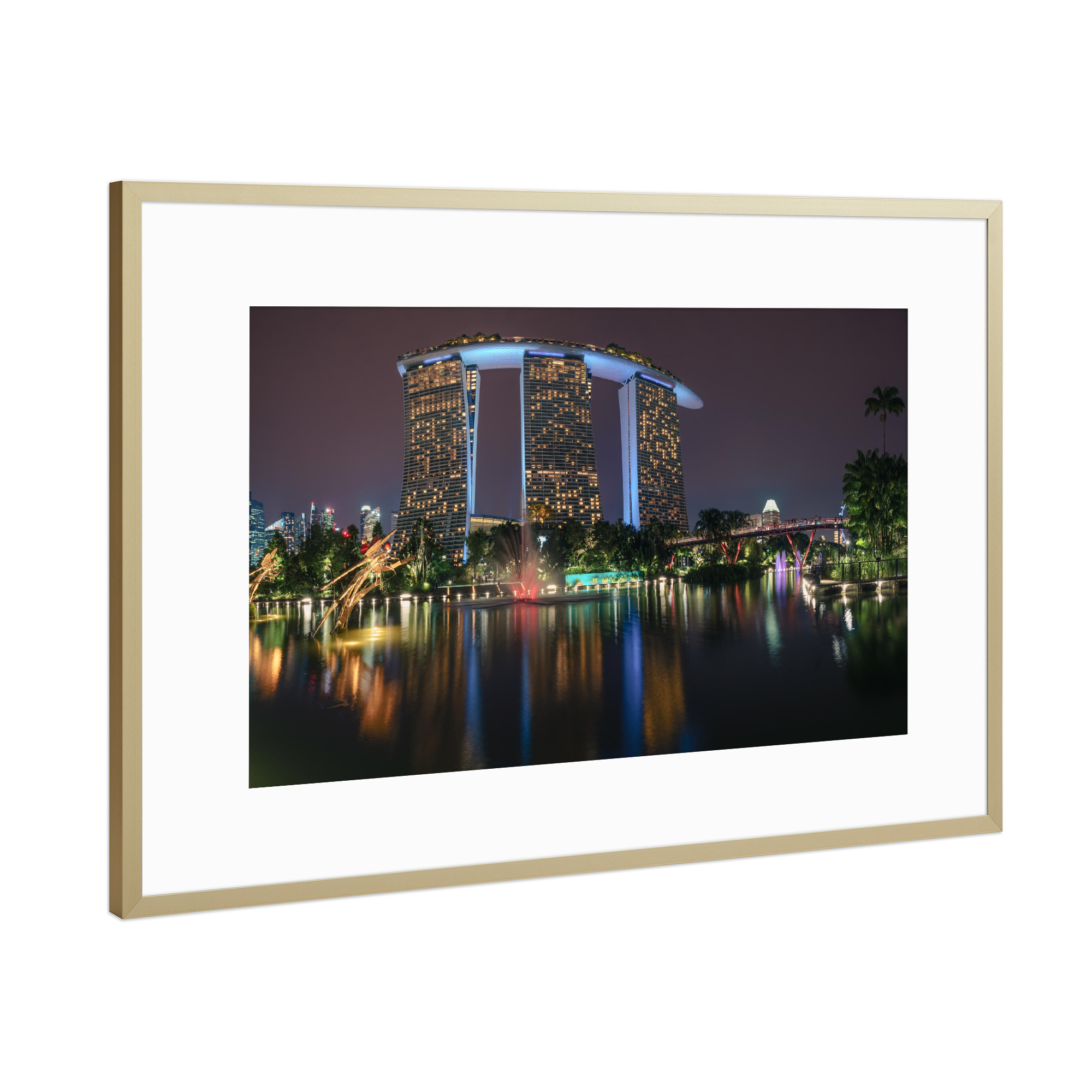 Poster mit Rahmen Gold "Marina Bay Sands" artboxONE - Architektur,Städte / Singapur