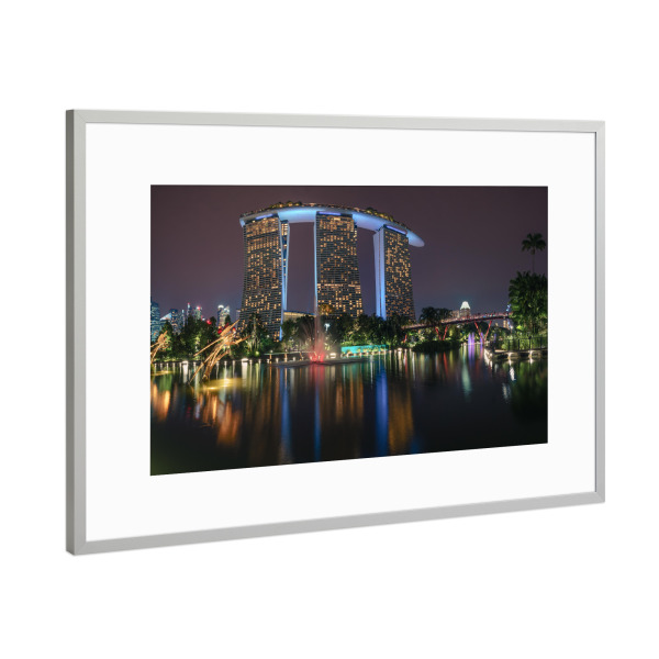 Poster mit Rahmen Silber "Marina Bay Sands" artboxONE - Architektur,Städte / Singapur