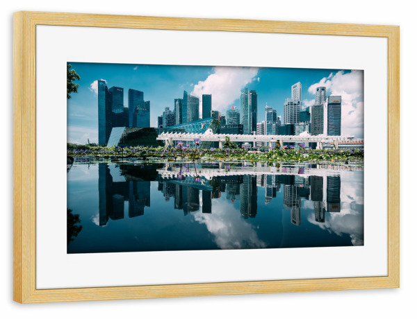 Poster mit Rahmen kiefer "Singapur Skyline 2" artboxONE - Architektur,Städte / Singapur