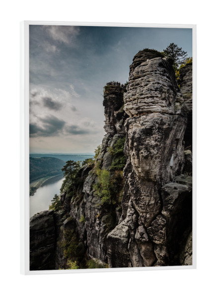 Poster mit weißem Rahmen "Bastei, Sächsische Schweiz" artboxONE - Natur,Reise