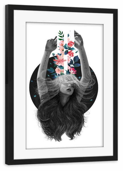 Poster mit Rahmen schwarz "Blooming soul" artboxONE - Floral,Menschen,Fashion
