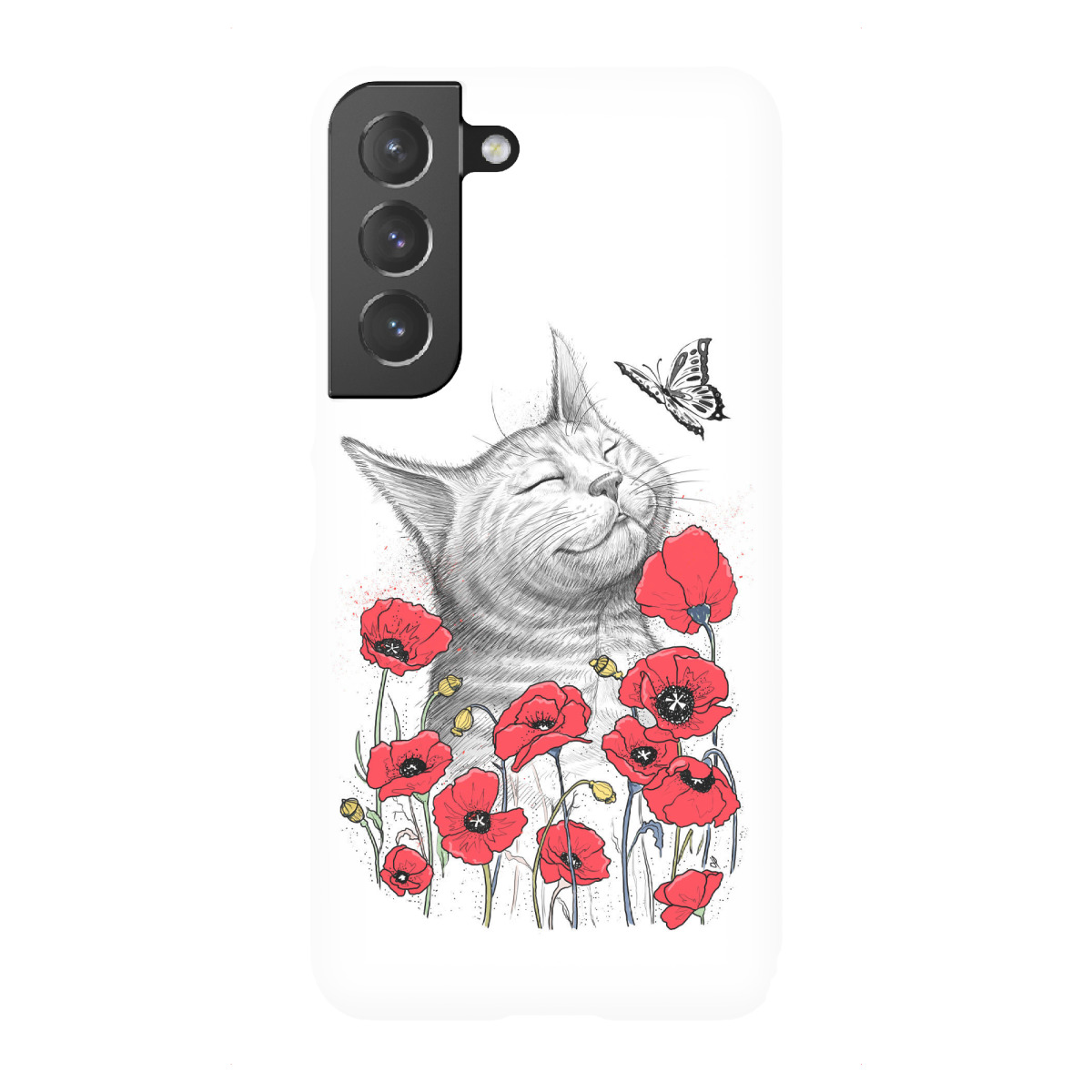 "Cat in poppies"für Samsung Galaxy - Premium-Case Handyhülle artboxONE