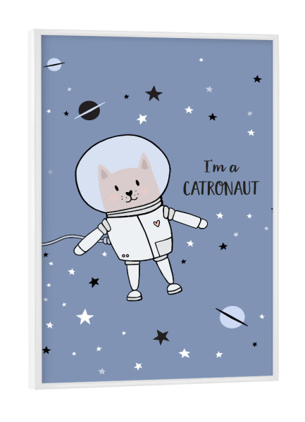 Poster mit weißem Rahmen "I'm a Catronaut" artboxONE - Für Kinder,Tiere,Galaxy - Cat,Katze,Astronaut,Weltall,Galaxie