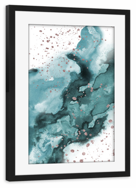 Poster mit Rahmen schwarz "Watercolor meets Glitter" artboxONE - Abstrakt