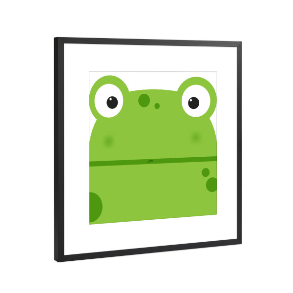 Poster mit Rahmen Schwarz (Metallic) "Animal muzzle frog" artboxONE - Für Kinder,Tiere