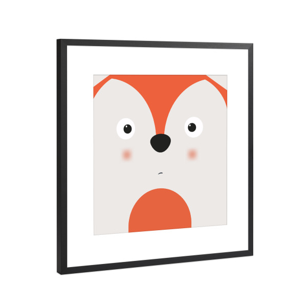 Poster mit Rahmen Schwarz (Metallic) "Animal muzzle fox" artboxONE - Für Kinder,Tiere,Comic