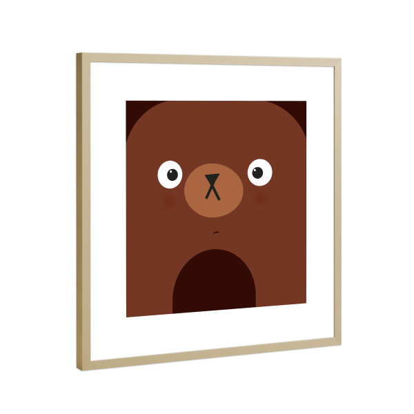 Poster mit Rahmen Gold "Animal muzzle bear" artboxONE - Für Kinder,Tiere