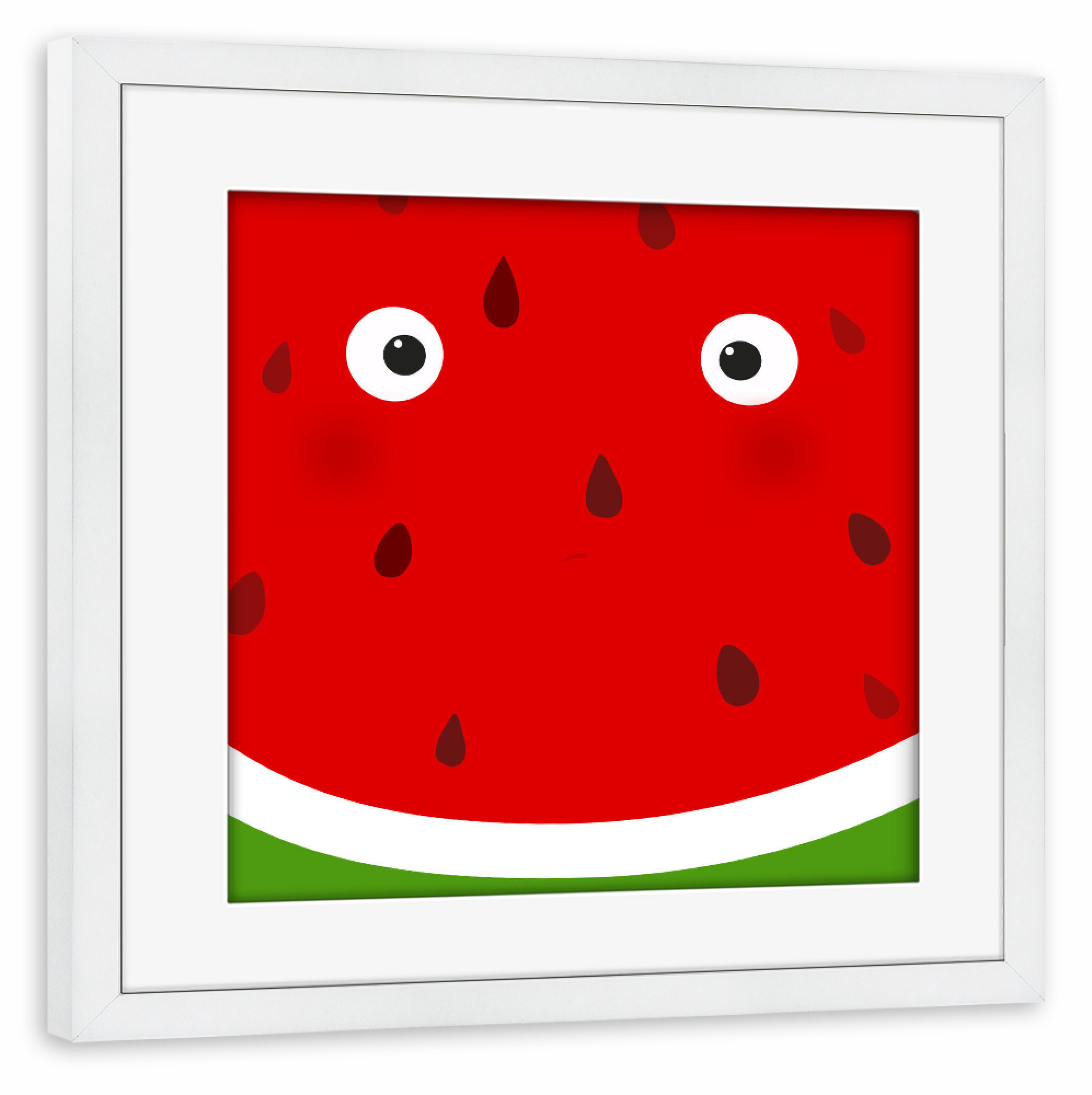 Poster mit Rahmen weiß "Fruit muzzle watermelon" artboxONE - Für Kinder,Essen & Trinken,Comic,Essen & Trinken / Obst & Gemüse