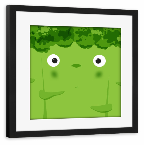 Poster mit Rahmen schwarz "Vegetable muzzle broccoli" artboxONE - Für Kinder,Essen & Trinken,Comic,Essen & Trinken / Obst & Gemüse