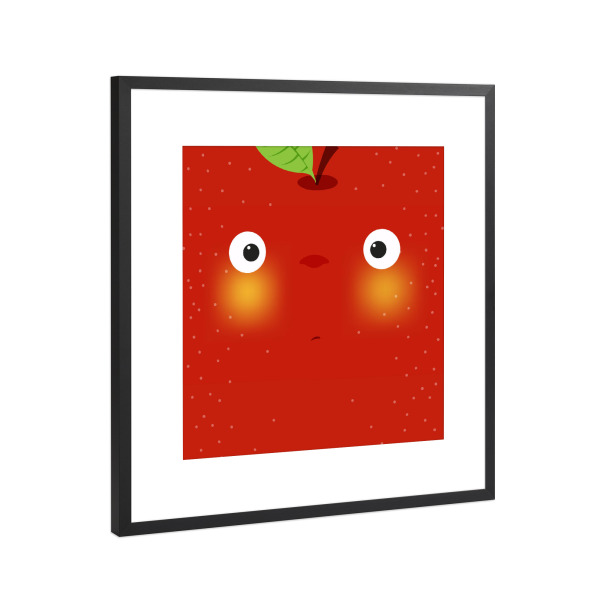 Poster mit Rahmen Schwarz (Metallic) "Fruit muzzle apple" artboxONE - Für Kinder,Essen & Trinken,Comic,Essen & Trinken / Obst & Gemüse,Lustig
