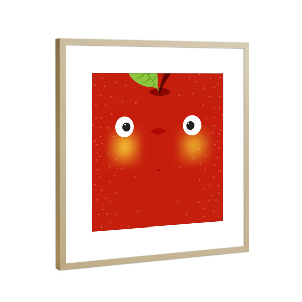 Poster mit Rahmen Gold "Fruit muzzle apple" artboxONE - Für Kinder,Essen & Trinken,Comic,Essen & Trinken / Obst & Gemüse,Lustig
