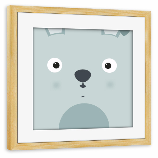 Poster mit Rahmen kiefer "Animal muzzle rabbit" artboxONE - Für Kinder,Tiere,Comic