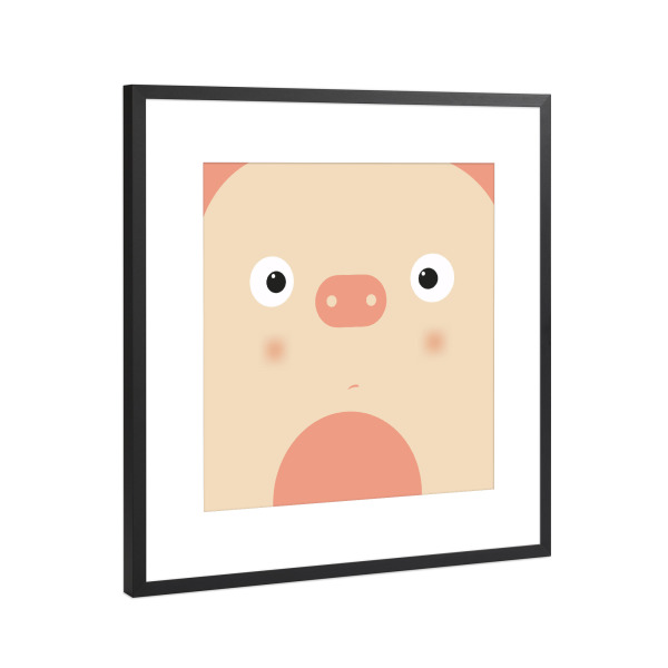 Poster mit Rahmen Schwarz (Metallic) "Animal muzzle pig" artboxONE - Für Kinder,Tiere,Comic