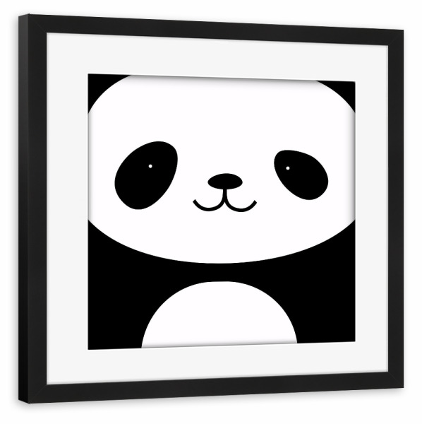 Poster mit Rahmen schwarz "Animal muzzle panda" artboxONE - Für Kinder,Tiere,Comic,Schwarzweiß
