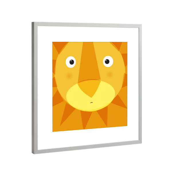 Poster mit Rahmen Silber "Animal muzzle lion" artboxONE - Für Kinder,Tiere,Comic