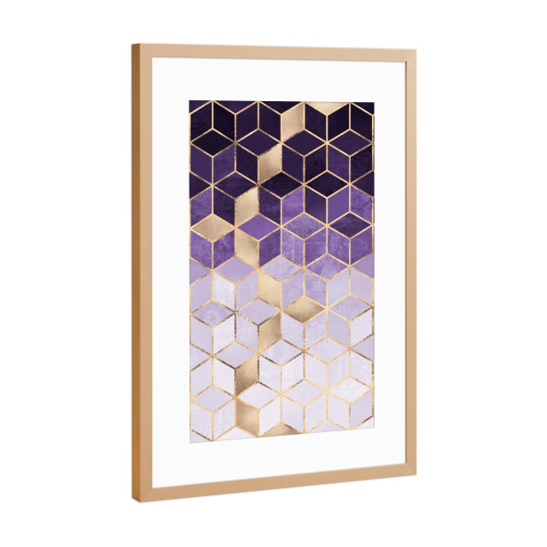 Poster mit Rahmen Kupfer "Ultraviolet Cubes" artboxONE - Abstrakt,Geometrie,Ultraviolet