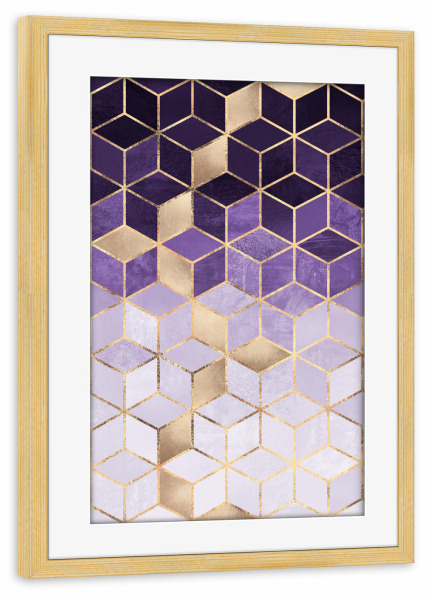 Poster mit Rahmen kiefer "Ultraviolet Cubes" artboxONE - Abstrakt,Geometrie,Ultraviolet