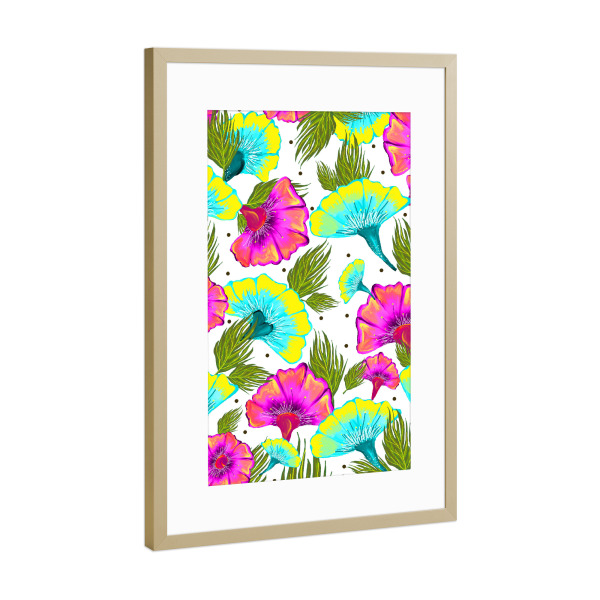 Poster mit Rahmen Gold "Ecstatic Floral" artboxONE - Natur,Floral