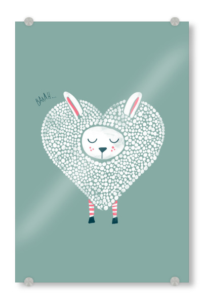Acrylglasbild "Cute Love" artboxONE - Für Kinder,Tiere,Comic - Liebe,Love,Schaaf,Sheep,Tier,Animal,Heart,Herz,Cute