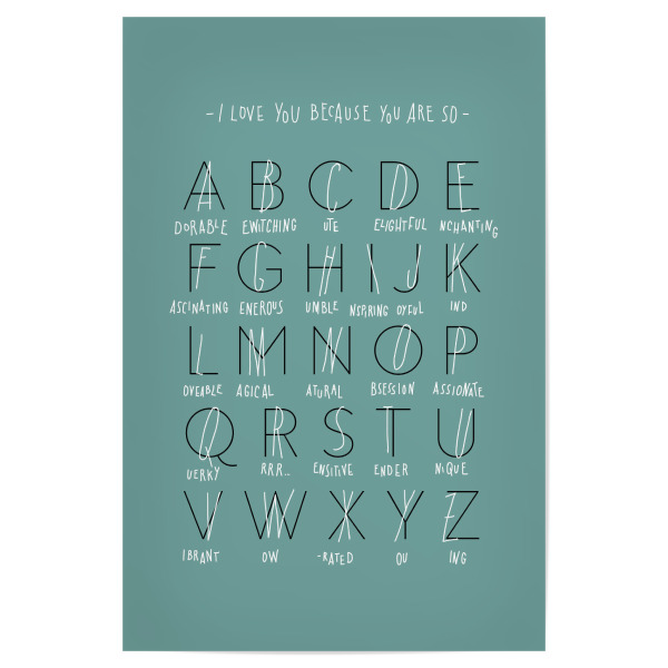 Poster 30x20 cm "ABC Of Love" artboxONE - Typografie,Liebe - Love,Liebe,Abc,Alphabet,Typography,Typografie poster