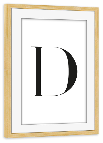 Poster mit Rahmen kiefer "Minimalistischer Buchstabe D" artboxONE - Schwarzweiß,Buchstaben,Buchstaben / D