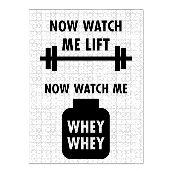 Puzzle Ravensburger "Watch me lift watch me whey whey" artboxONE - Typografie,Schwarzweiß,Sport,Sport / Motivation