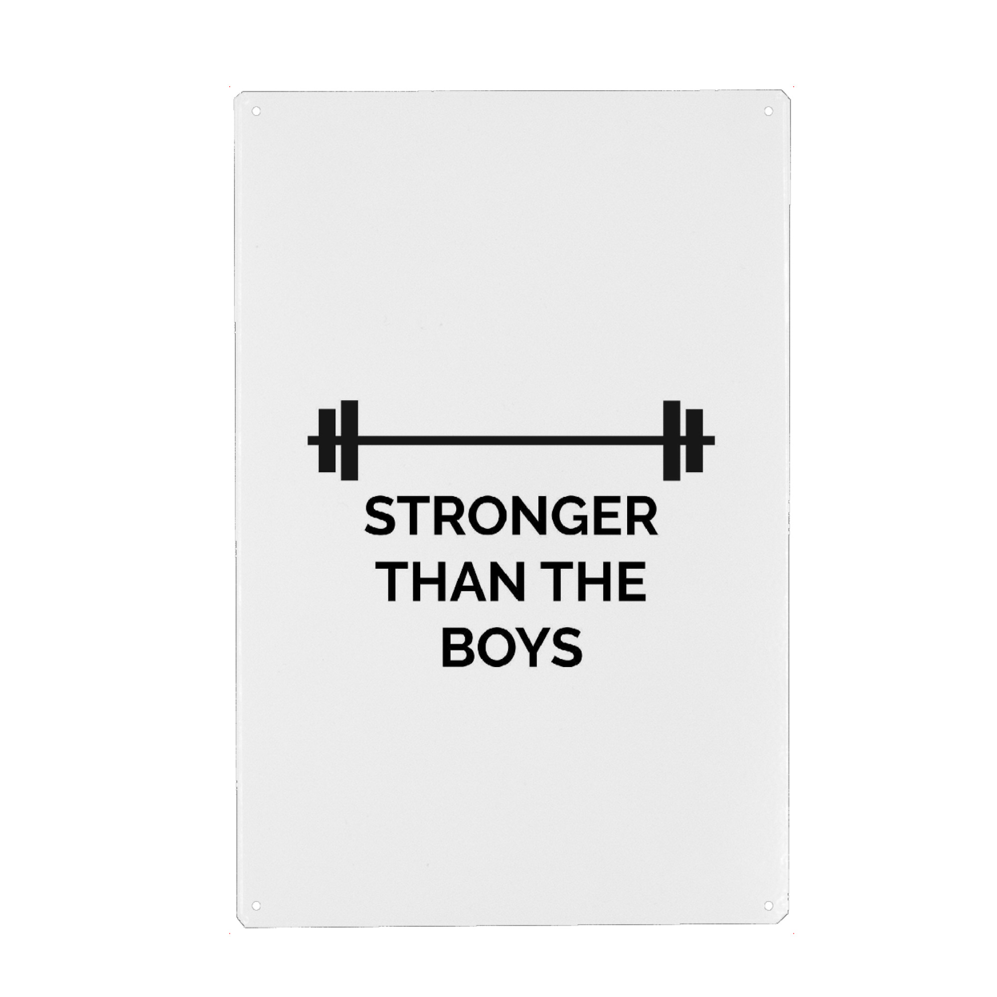 Holzbild "Stronger than the boys" artboxONE - Typografie,Schwarzweiß,Sport,Sport / Motivation