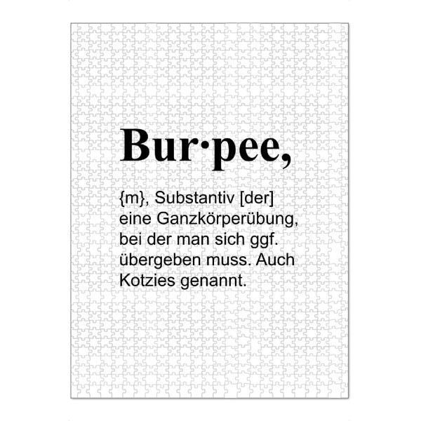 Puzzle Ravensburger "Burpee" artboxONE - Typografie,Schwarzweiß,Lustig - Fitness,Gym,Workout,Training,Burpee,Definition,Fit,Sport - Bild fitness