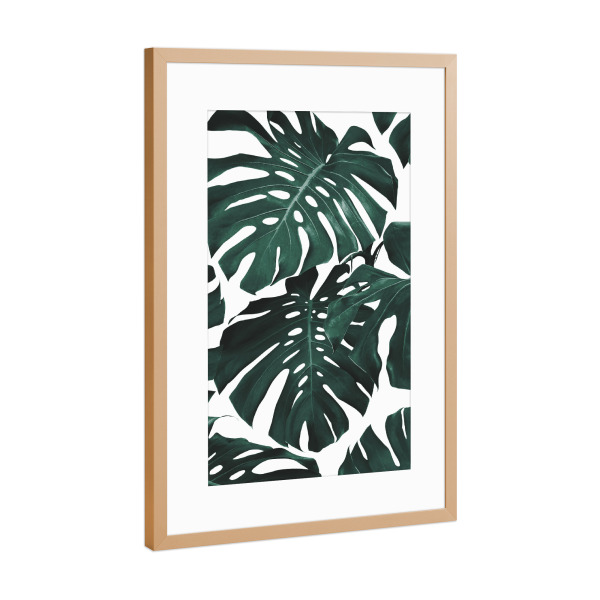 Poster mit Rahmen Kupfer "Monstera leaves Pattern" artboxONE - Natur,Floral