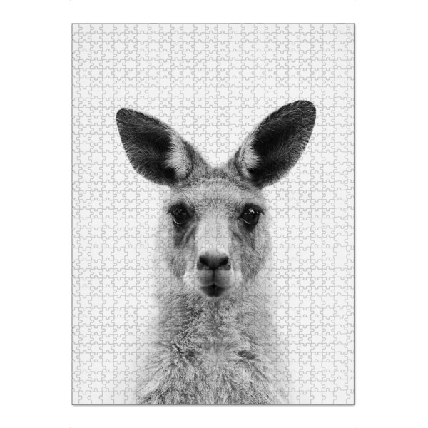 Puzzle Ravensburger "Kangaroo" artboxONE - Tiere,Schwarzweiß - Kangaroo,Zoo,Animal,Animal portrait,Australia,Wallaby,Animal face,Känguru