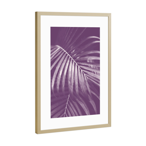 Poster mit Rahmen Gold "Ultraviolet leaves" artboxONE - Natur,Ultraviolet - Ultraviolet,Purple,Leaves,Palm leaves,Tropical,Exotic,Blatt,Blätter