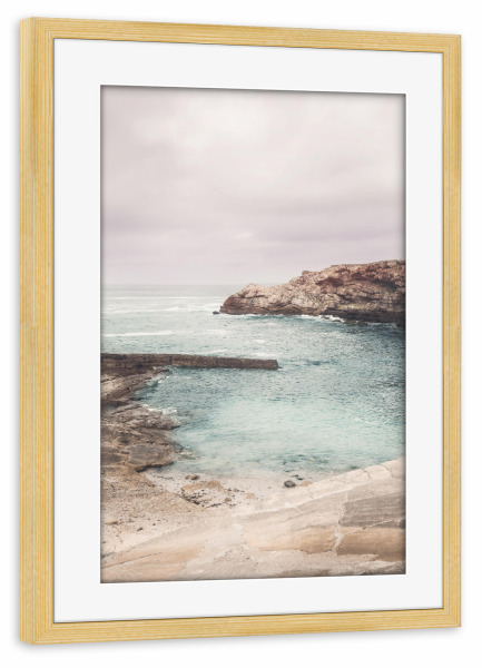 Poster mit Rahmen kiefer "Hermanus" artboxONE - Natur,Reise / Afrika - Travel,Cape town,Ocean,Sea,Beach,Coastal,Rocklands,Atlantic,Coast,Seascape