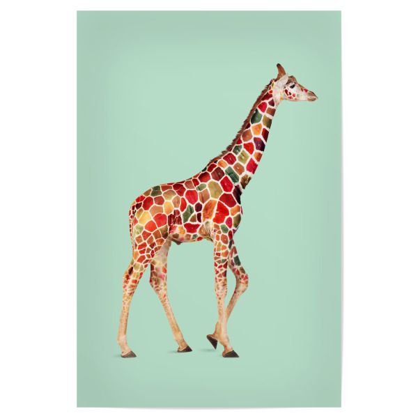Poster 30x20 cm "COLORED GIRAFFE" artboxONE - Für Kinder,Tiere,Abstrakt,Reise / Afrika,Fiktion,Lustig