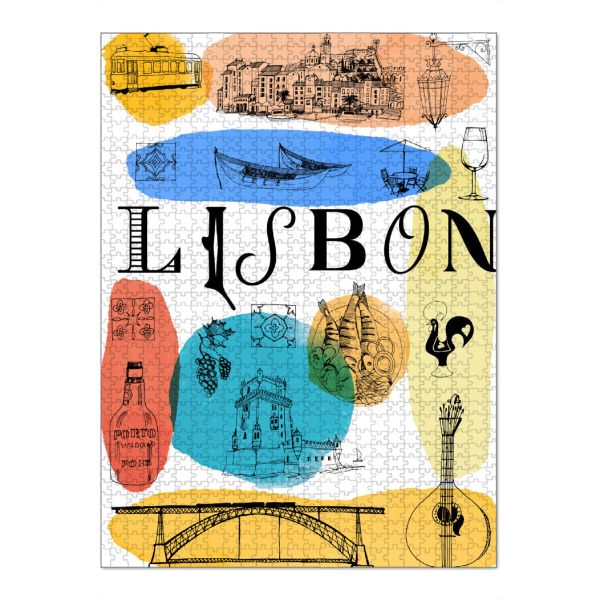 Puzzle Ravensburger "Lisbon 3" artboxONE - Städte,Reise - Lisbon,Portugal,Illustration,Watercolor,Landmark,Lissabon - Bild lisbon