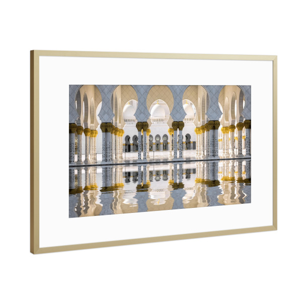Poster mit Rahmen Gold "Grand zayed mosque abu dhabi" artboxONE - Reise,Architektur
