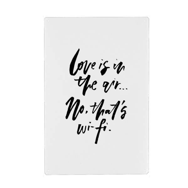 Holzbild "Love and Wi-fi" artboxONE - Typografie,Schwarzweiß,Liebe,Lustig