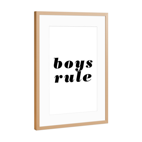 Poster mit Rahmen Kupfer "Boys Rule" artboxONE - Typografie,Schwarzweiß,Lustig