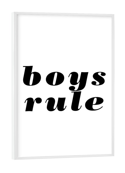 Poster mit weißem Rahmen "Boys Rule" artboxONE - Typografie,Schwarzweiß,Lustig